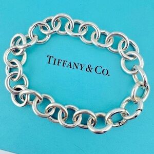 Tiffany & Co. Clasping Ends Round Rolo Link Bracelet Sterling Silver